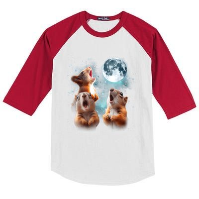 3 Squirrel Moon Howling Squirrel Head Funny Kids Colorblock Raglan Jersey