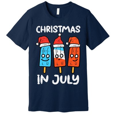 3 Santa Popsicles Christmas In July Cute Summer Xmas Premium T-Shirt