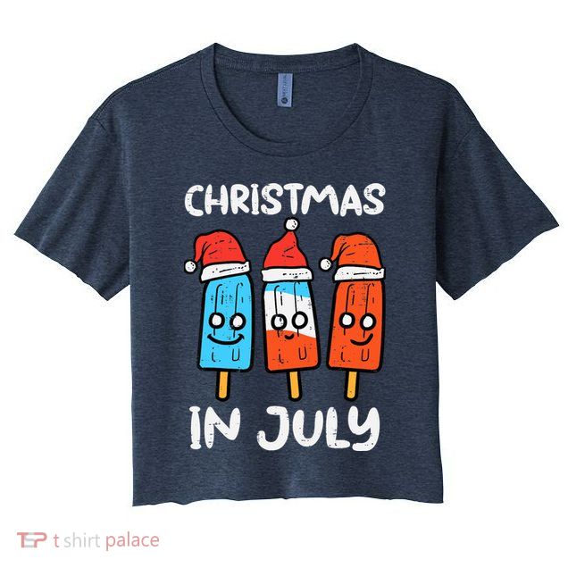3 Santa Popsicles Christmas In July Cute Summer Xmas Crop Top
