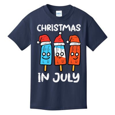 3 Santa Popsicles Christmas In July Cute Summer Xmas Kids T-Shirt