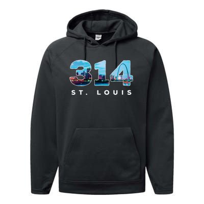 314 Stl Pride St. Louis Area Code Performance Fleece Hoodie