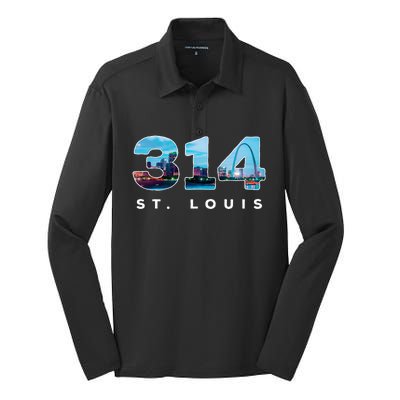 314 Stl Pride St. Louis Area Code Silk Touch Performance Long Sleeve Polo