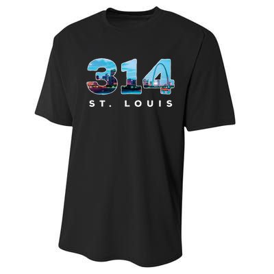 314 Stl Pride St. Louis Area Code Performance Sprint T-Shirt