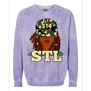 314 Stl St Louis Black Woman Locs Camo Colorblast Crewneck Sweatshirt