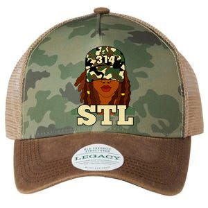 314 Stl St Louis Black Woman Locs Camo Legacy Tie Dye Trucker Hat