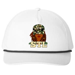 314 Stl St Louis Black Woman Locs Camo Snapback Five-Panel Rope Hat