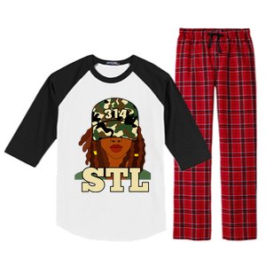 314 Stl St Louis Black Woman Locs Camo Raglan Sleeve Pajama Set