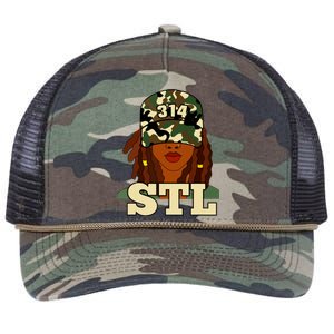 314 Stl St Louis Black Woman Locs Camo Retro Rope Trucker Hat Cap