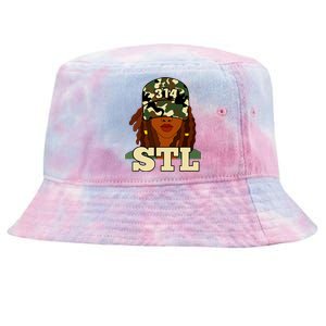 314 Stl St Louis Black Woman Locs Camo Tie-Dyed Bucket Hat