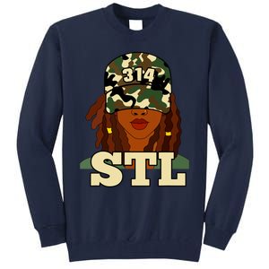 314 Stl St Louis Black Woman Locs Camo Tall Sweatshirt