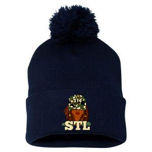 314 Stl St Louis Black Woman Locs Camo Pom Pom 12in Knit Beanie