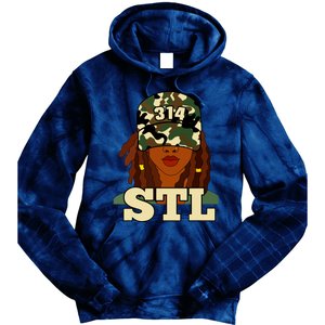 314 Stl St Louis Black Woman Locs Camo Tie Dye Hoodie