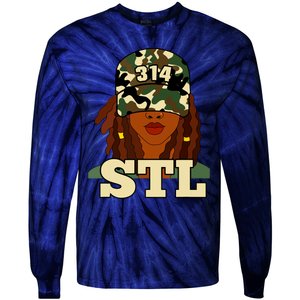 314 Stl St Louis Black Woman Locs Camo Tie-Dye Long Sleeve Shirt