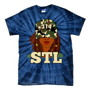 314 Stl St Louis Black Woman Locs Camo Tie-Dye T-Shirt