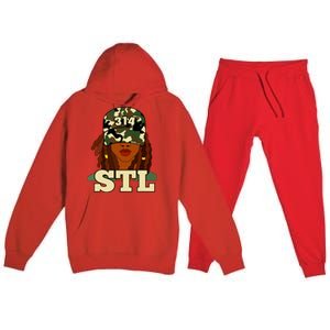 314 Stl St Louis Black Woman Locs Camo Premium Hooded Sweatsuit Set