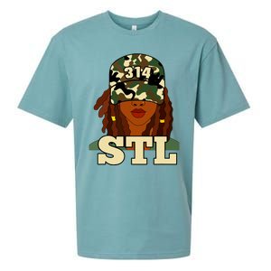 314 Stl St Louis Black Woman Locs Camo Sueded Cloud Jersey T-Shirt