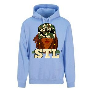 314 Stl St Louis Black Woman Locs Camo Unisex Surf Hoodie