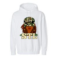 314 Stl St Louis Black Woman Locs Camo Garment-Dyed Fleece Hoodie