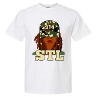 314 Stl St Louis Black Woman Locs Camo Garment-Dyed Heavyweight T-Shirt