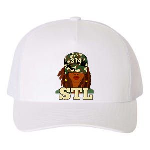 314 Stl St Louis Black Woman Locs Camo Yupoong Adult 5-Panel Trucker Hat