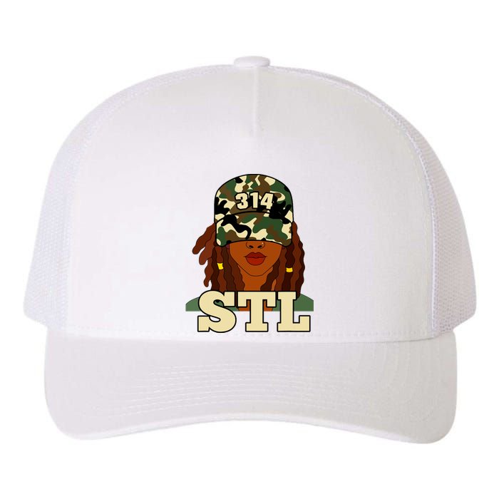 314 Stl St Louis Black Woman Locs Camo Yupoong Adult 5-Panel Trucker Hat