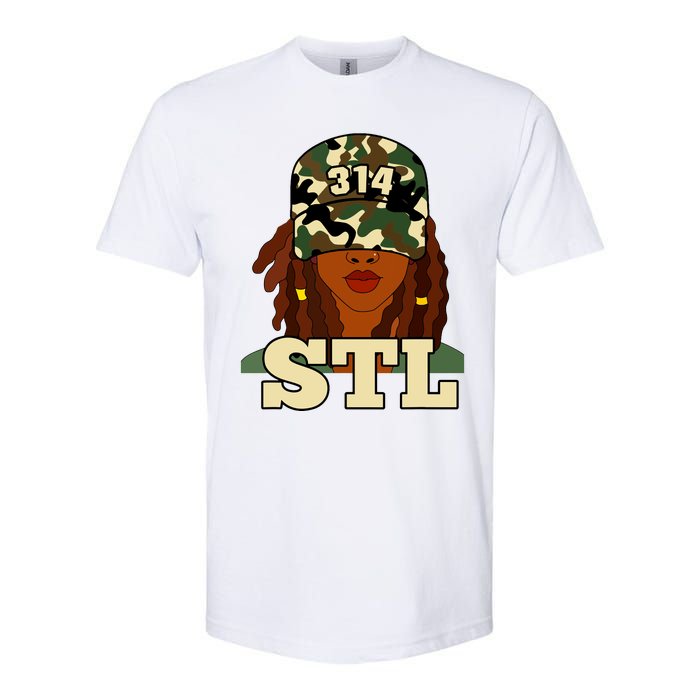 314 Stl St Louis Black Woman Locs Camo Softstyle CVC T-Shirt