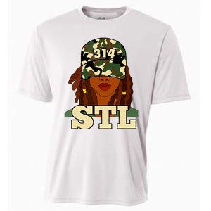 314 Stl St Louis Black Woman Locs Camo Cooling Performance Crew T-Shirt