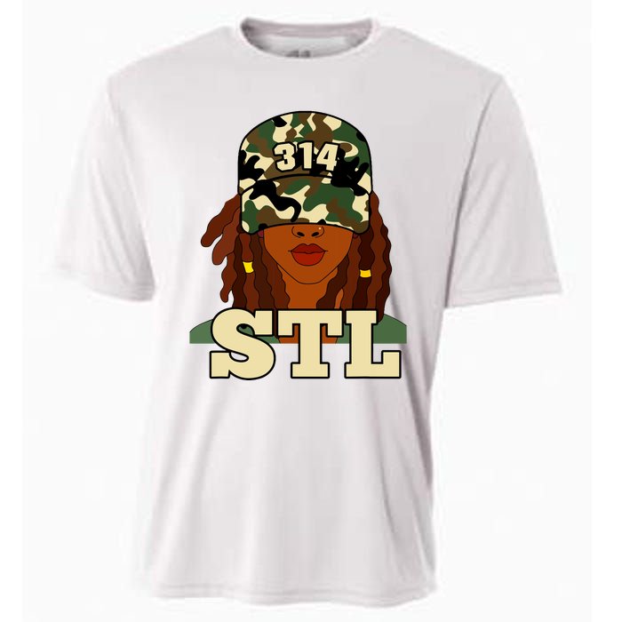 314 Stl St Louis Black Woman Locs Camo Cooling Performance Crew T-Shirt