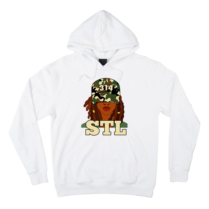 314 Stl St Louis Black Woman Locs Camo Hoodie