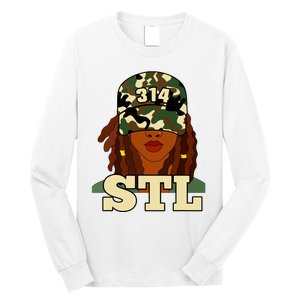 314 Stl St Louis Black Woman Locs Camo Long Sleeve Shirt