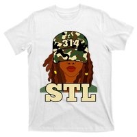 314 Stl St Louis Black Woman Locs Camo T-Shirt