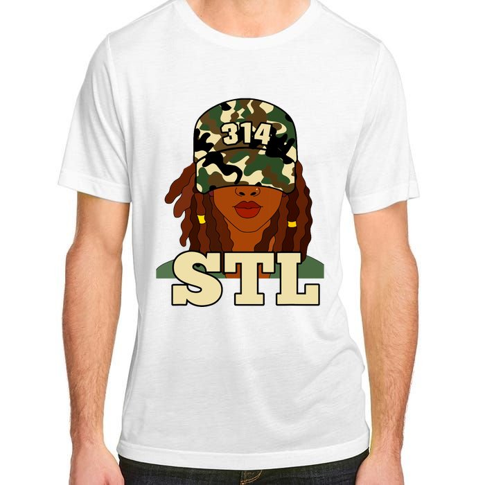 314 Stl St Louis Black Woman Locs Camo Adult ChromaSoft Performance T-Shirt