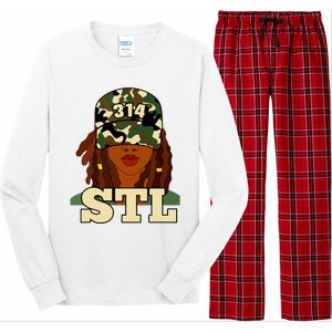 314 Stl St Louis Black Woman Locs Camo Long Sleeve Pajama Set