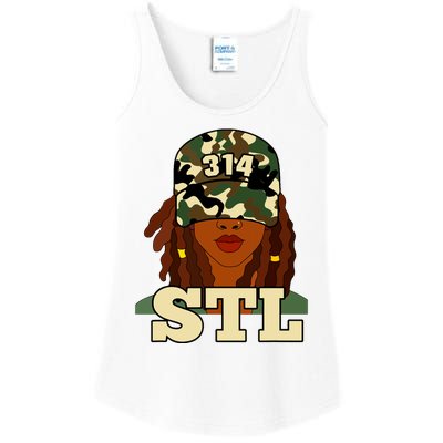 314 Stl St Louis Black Woman Locs Camo Ladies Essential Tank