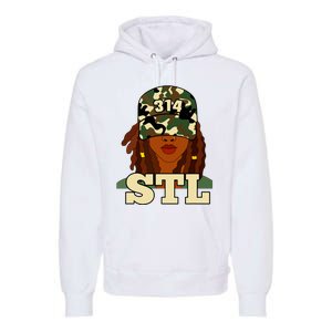 314 Stl St Louis Black Woman Locs Camo Premium Hoodie