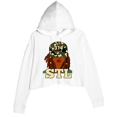 314 Stl St Louis Black Woman Locs Camo Crop Fleece Hoodie