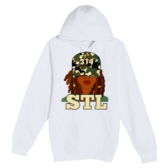 314 Stl St Louis Black Woman Locs Camo Premium Pullover Hoodie