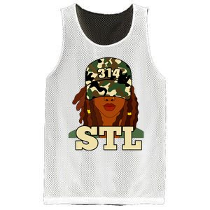 314 Stl St Louis Black Woman Locs Camo Mesh Reversible Basketball Jersey Tank