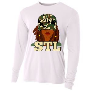 314 Stl St Louis Black Woman Locs Camo Cooling Performance Long Sleeve Crew