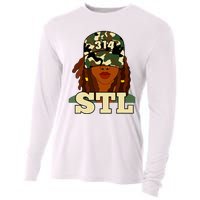 314 Stl St Louis Black Woman Locs Camo Cooling Performance Long Sleeve Crew