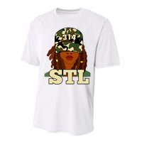 314 Stl St Louis Black Woman Locs Camo Performance Sprint T-Shirt