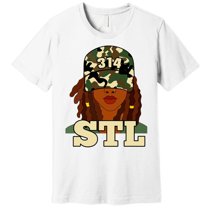 314 Stl St Louis Black Woman Locs Camo Premium T-Shirt