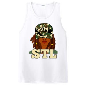 314 Stl St Louis Black Woman Locs Camo PosiCharge Competitor Tank