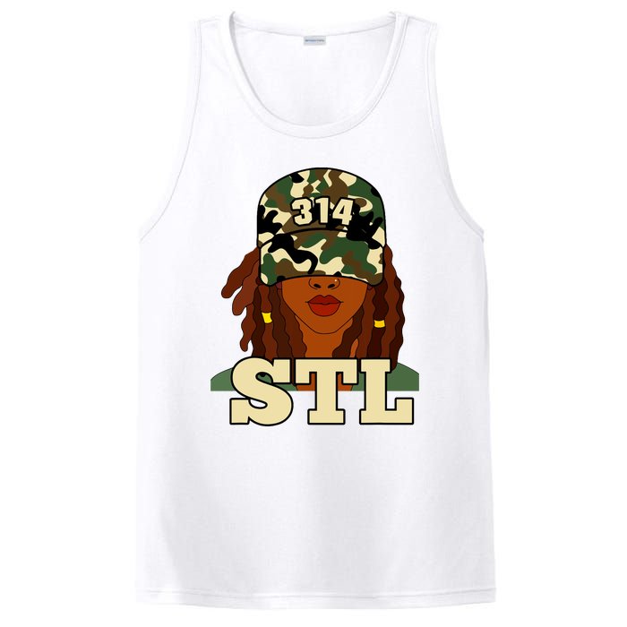 314 Stl St Louis Black Woman Locs Camo PosiCharge Competitor Tank