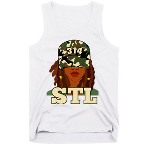 314 Stl St Louis Black Woman Locs Camo Tank Top