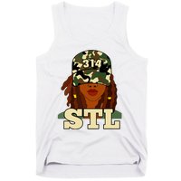 314 Stl St Louis Black Woman Locs Camo Tank Top