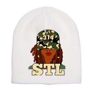 314 Stl St Louis Black Woman Locs Camo Short Acrylic Beanie