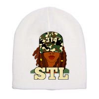 314 Stl St Louis Black Woman Locs Camo Short Acrylic Beanie