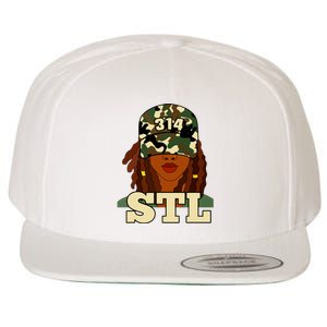 314 Stl St Louis Black Woman Locs Camo Wool Snapback Cap