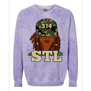 314 Stl St. Louis Black Woman Locs Camo Colorblast Crewneck Sweatshirt